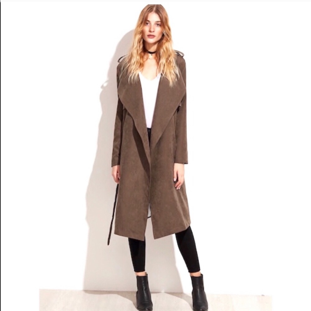 Brown Suede layered Wrap coat